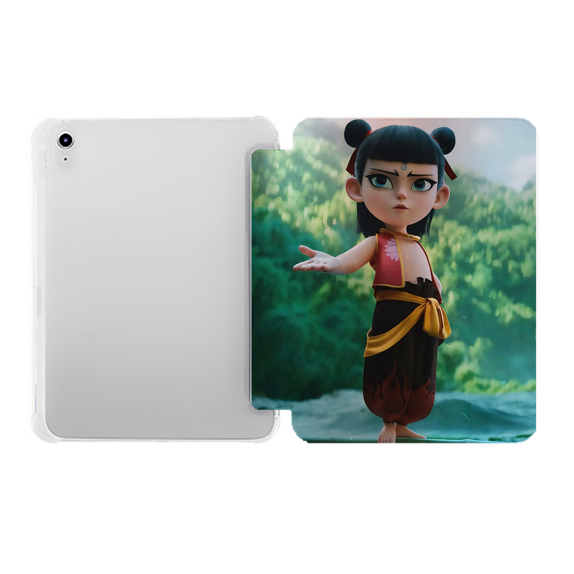 （画像用） Ne Zha 2 ナタ 魔童の大暴れ IPad ケース ペン収納付き 三つ折りスタンド PUレザー×シリコン 対応機種9.5/10.5/10.9インチ